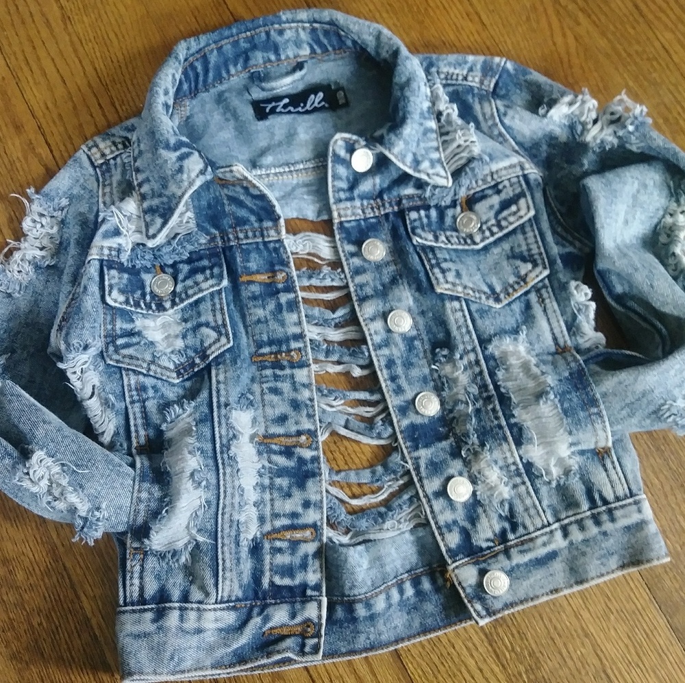Girls Thrill Distressed Denim Jacket